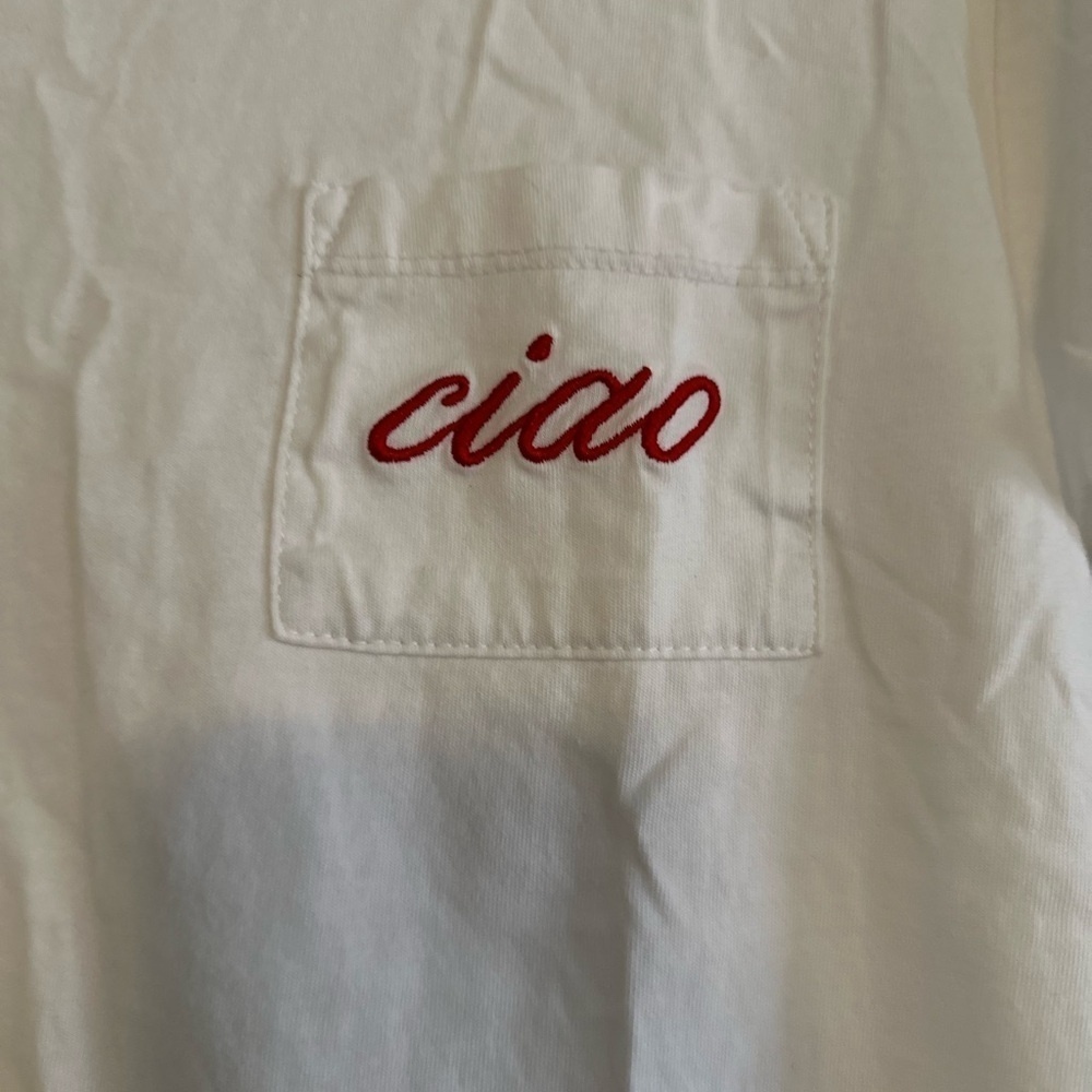 Saks Fifth Avenue White Crop Top with Ciao Embroidery - Picture 2 of 4